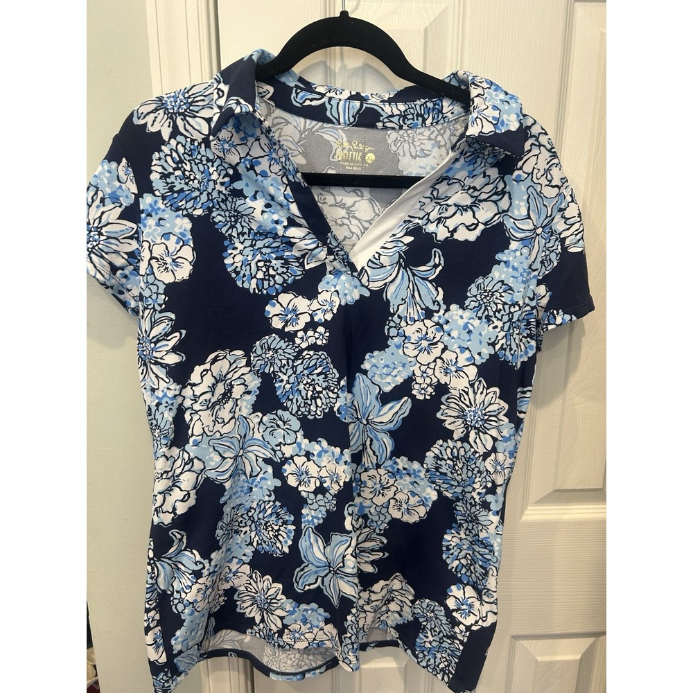 Lilly Pulitzer BOUQUET ALL DAY FRIDA POLO Luxletic Golf  UPF50+ XL Pickleball